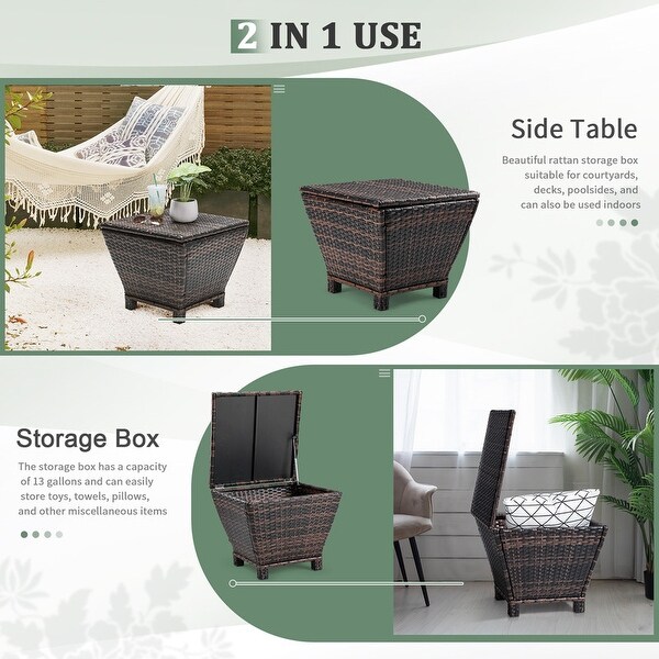 Outdoor 20 in. Wicker Storage Side Table