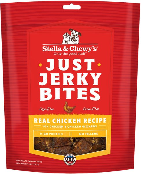 Stella and Chewy's Just Jerky Bites Real Chicken Recipe Grain-Free Dog Treats