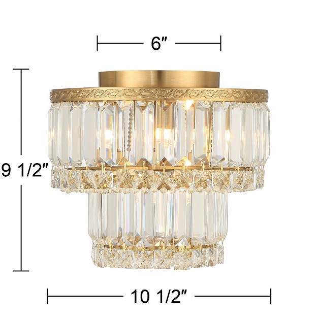 Wide Soft Gold 3 light Led Faceted Crystal For Bedroom Living Room