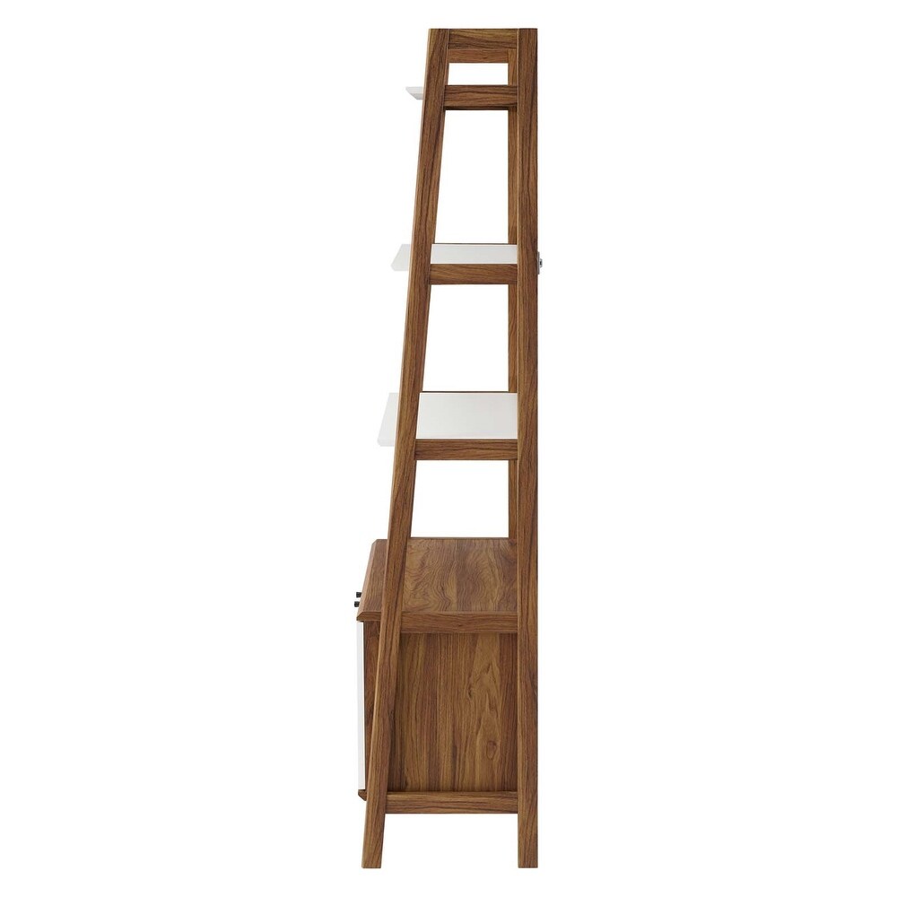 Balsam 5 Shelf Ladder Two tone Wooden Bookcase with Storage Cabinet