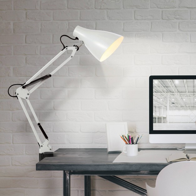 Odile Classic Industrial Adjustable Articulated Clamp on Task Lamp includes Led Light Bulb Jonathan Y