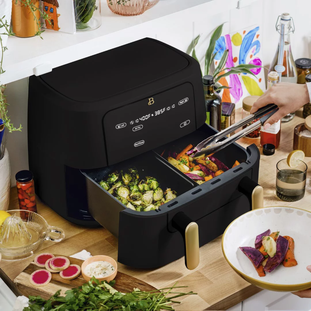 Beautiful 9QT TriZone Air Fryer， Black Sesame by Drew Barrymore