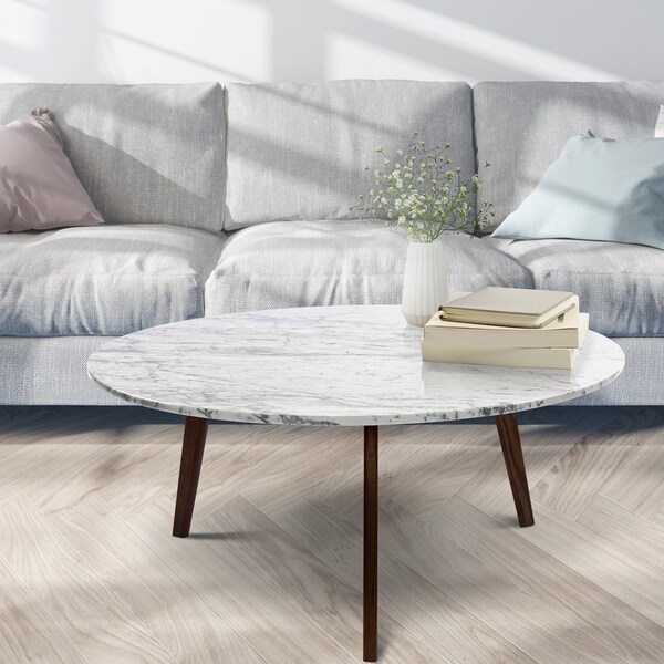 White Carrara Italian Marble Coffee Table