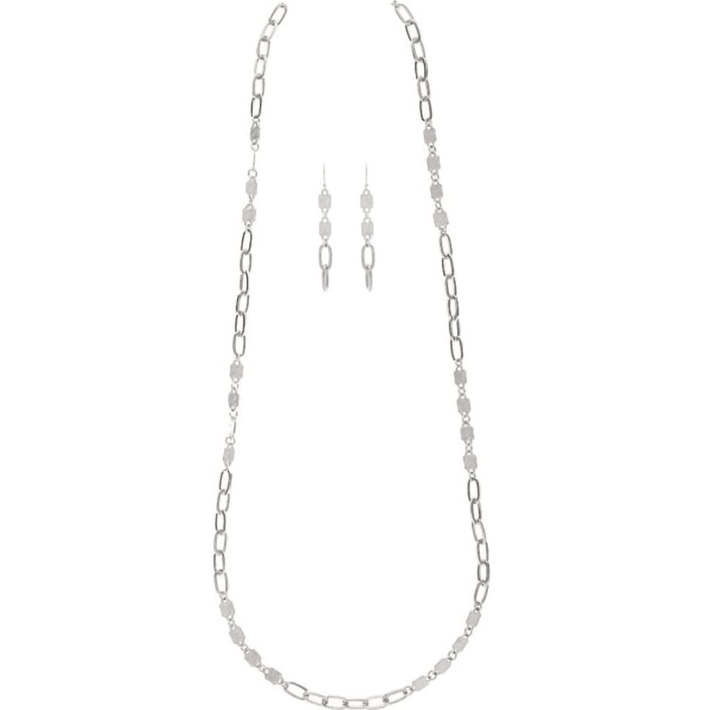 Rain  Silver Alternate Chain Links Necklace Set