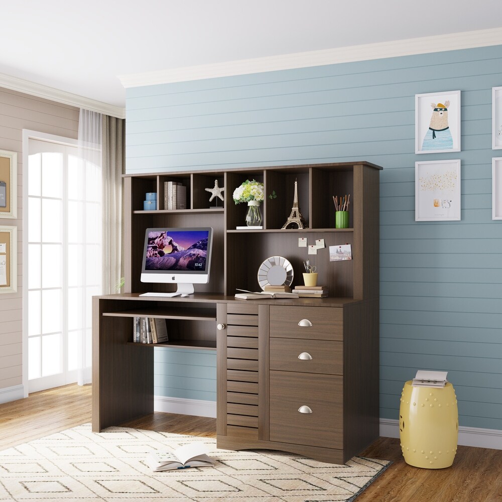 Home Office Wood Computer Desk with Hutch
