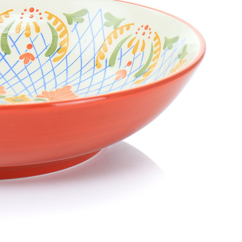 Laurie Gates California Designs Tierra 10.5 Inch Hand Painted Stoneware Pasta Bowl in Red