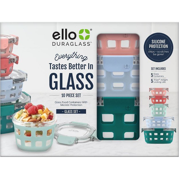 Ello 10pc Mixed Glass Rounds Food Storage Container Set