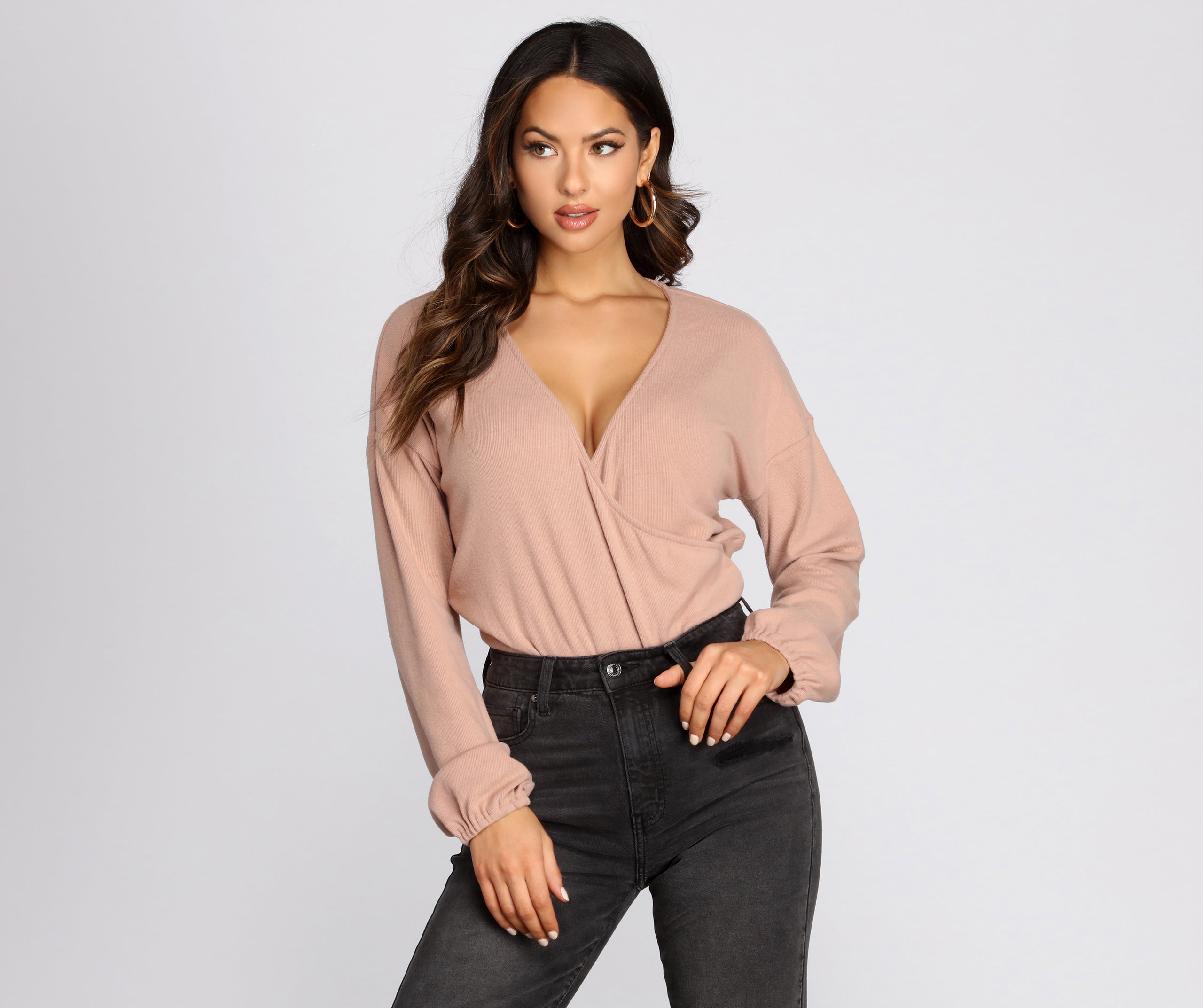 Loving Knit Wrap Front Bodysuit