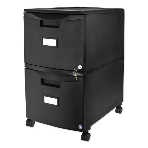 Storex Two-Drawer Mobile Filing Cabinet， 2 Legal/Letter-Size File Drawers， Black， 14.75 x 18.25 x 26 (61312B01C)