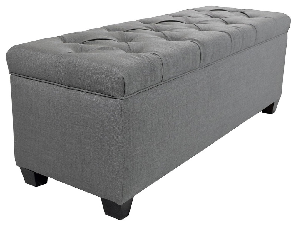 Contemporary Ottoman  Button Tufted Top With Hidden Shoe Storage   Midcentury   Footstools And Ottomans   by Declusia  Houzz