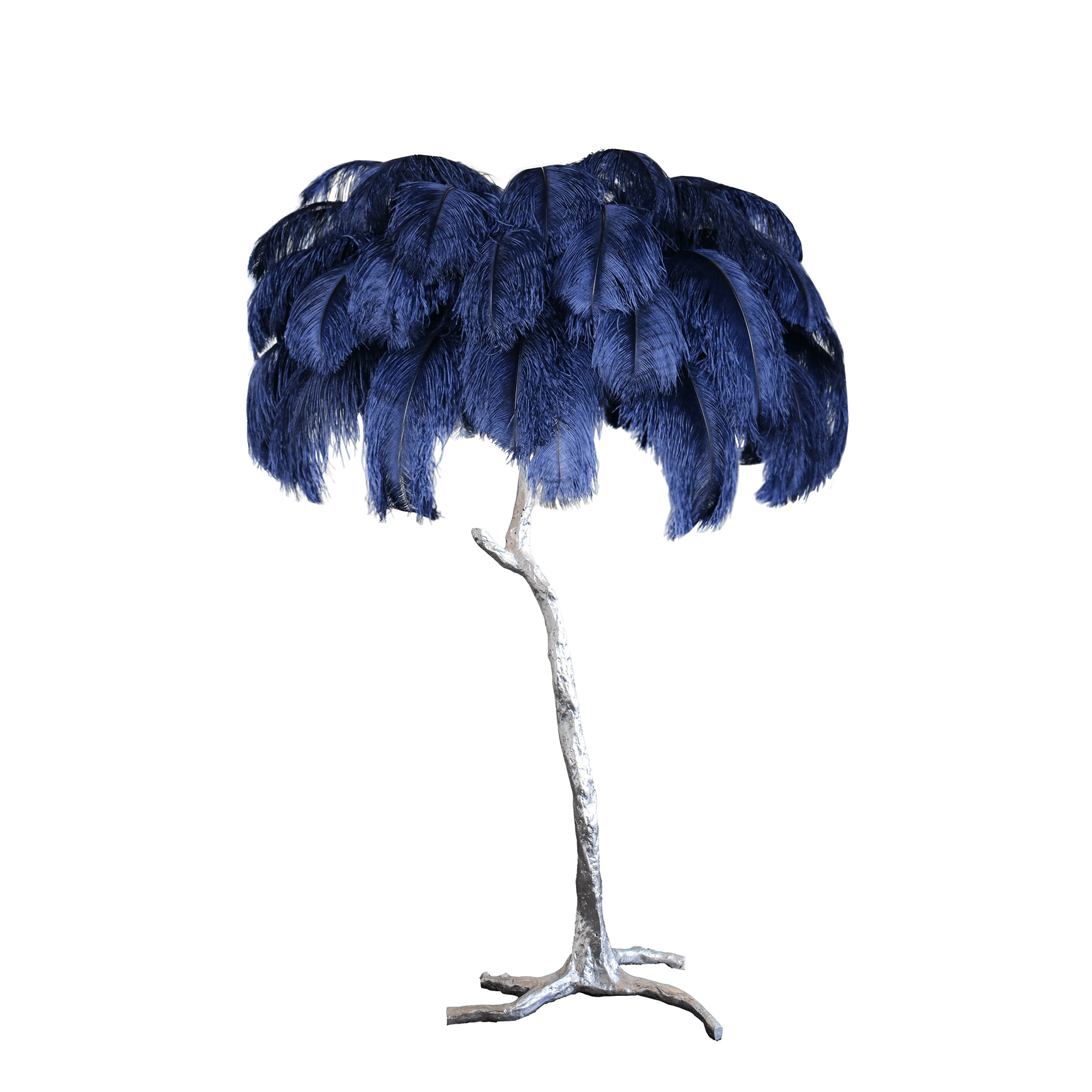 Ostrich Feather Brass Floor Lamp