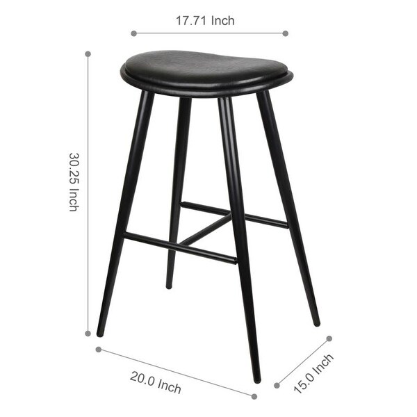 30in Backless Barstool with Faux Leather，Saddle seat-2 Pack