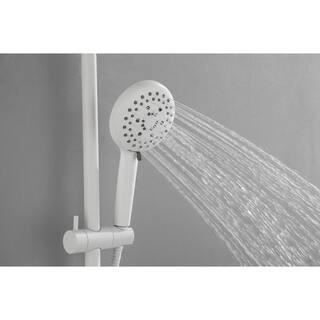 Lukvuzo 4-Spray Multifunction Deluxe Wall Shower System with Adjustable Slide Bar and Soap Dish in White HSSA08FS002