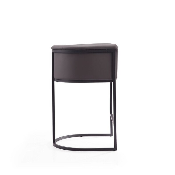 Manhattan Comfort Cosmopolitan 33.8 in. Black Metal Counter Height Bar Stool (Set of 2)