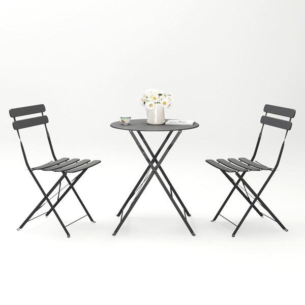 3Piece Metal Outdoor Bistro Set with White Cushion