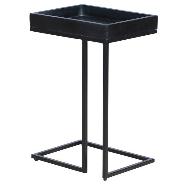 22 Inch Industrial End Side Table with Mango Wood Tray Top Iron Frame