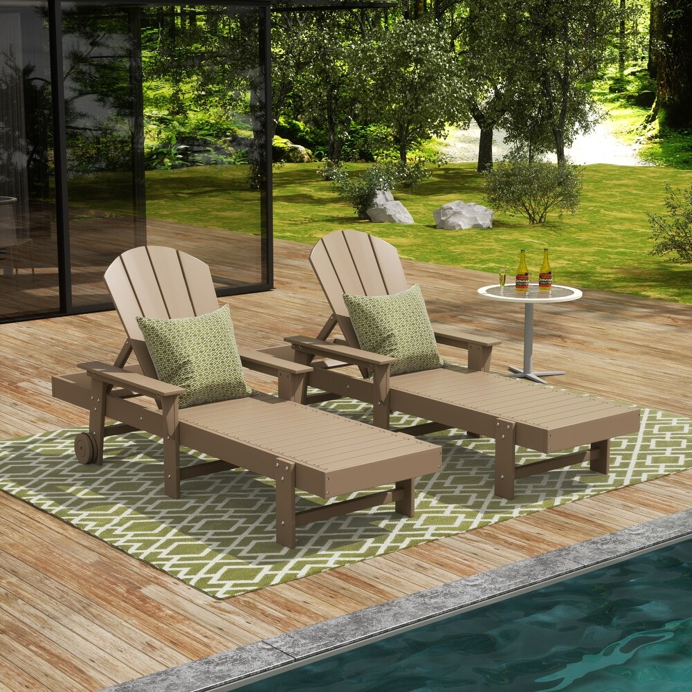 POLYTRENDS Laguna  Weather Poly Pool Outdoor Chaise Lounge   with Arms and Wheels (Set of 2)