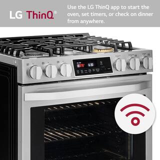 LG STUDIO 30 in. 6.3 cu. ft. Smart Slide-In Gas Range with ProBake Convection Oven and Self-Clean in Stainless Steel LSSG3017ST