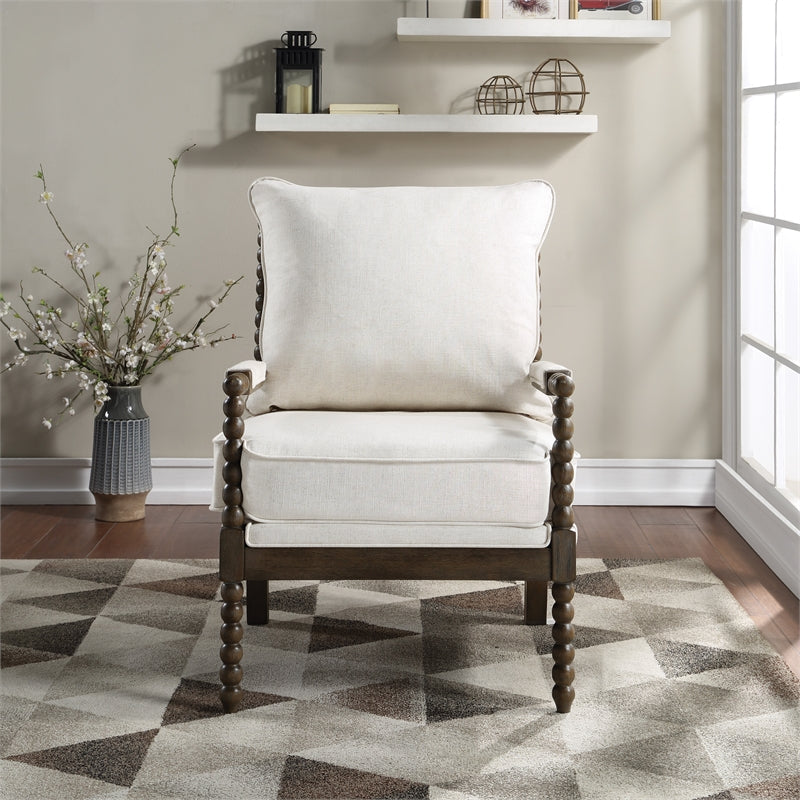 Home Square 2 Piece Linen Fabric Spindle Chair Set with Wood Frame in Beige