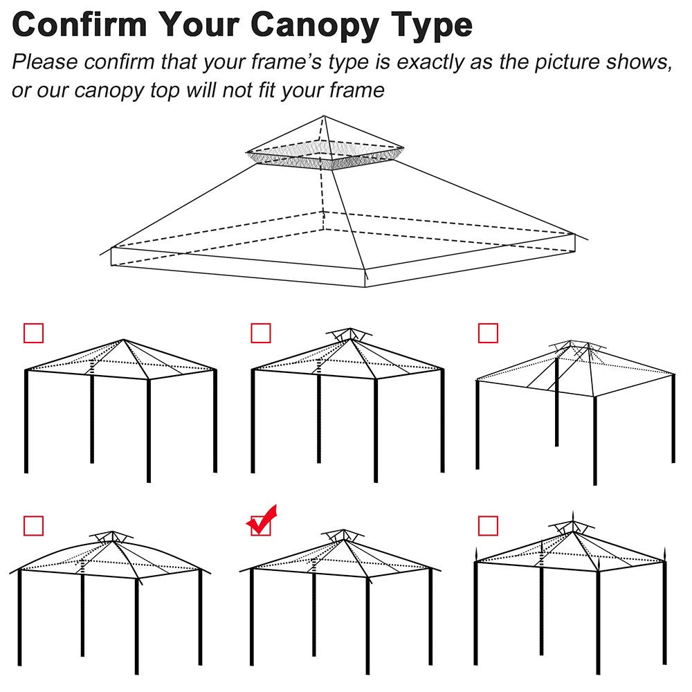 Yescom 2-tier Gazebo Replacement for 12x10 Sunjoy L-GZ339PAL