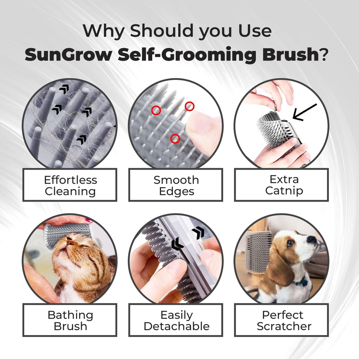 SunGrow Face Scratchers and Massage Comb with Catnip Dog and Cat Self Groomer Rubbing Corner Brush