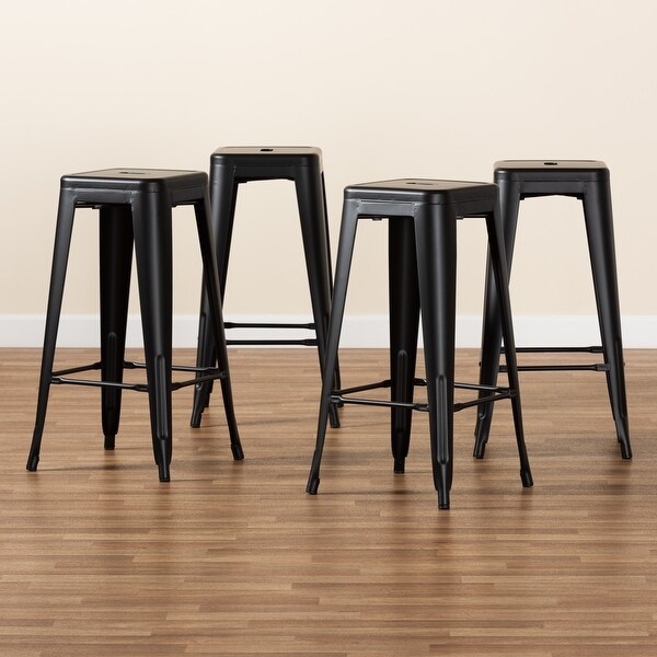 Horton Modern and Industrial Styled Stackable Metal Bar Stool Set(4pc)