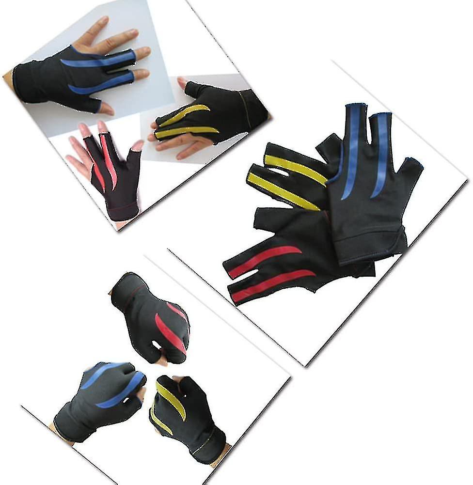 3 Finger Billiards Gloves Pool Cue Gloves Elastic Show Shooters Pool Snooker Playerss Gloves Durable Breathable Anti-skid Game Gloves