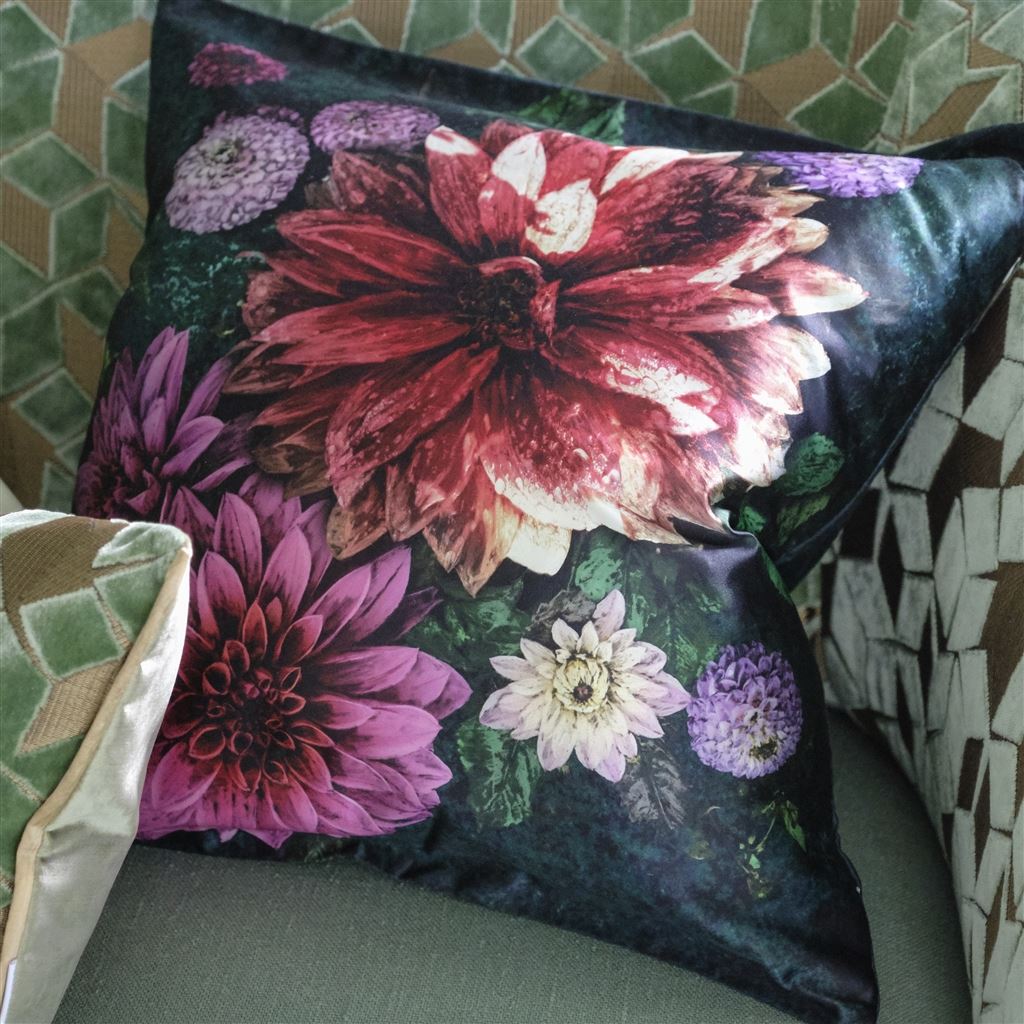 Dahlia Noir Fuchsia Decorative Pillow by Designers Guild