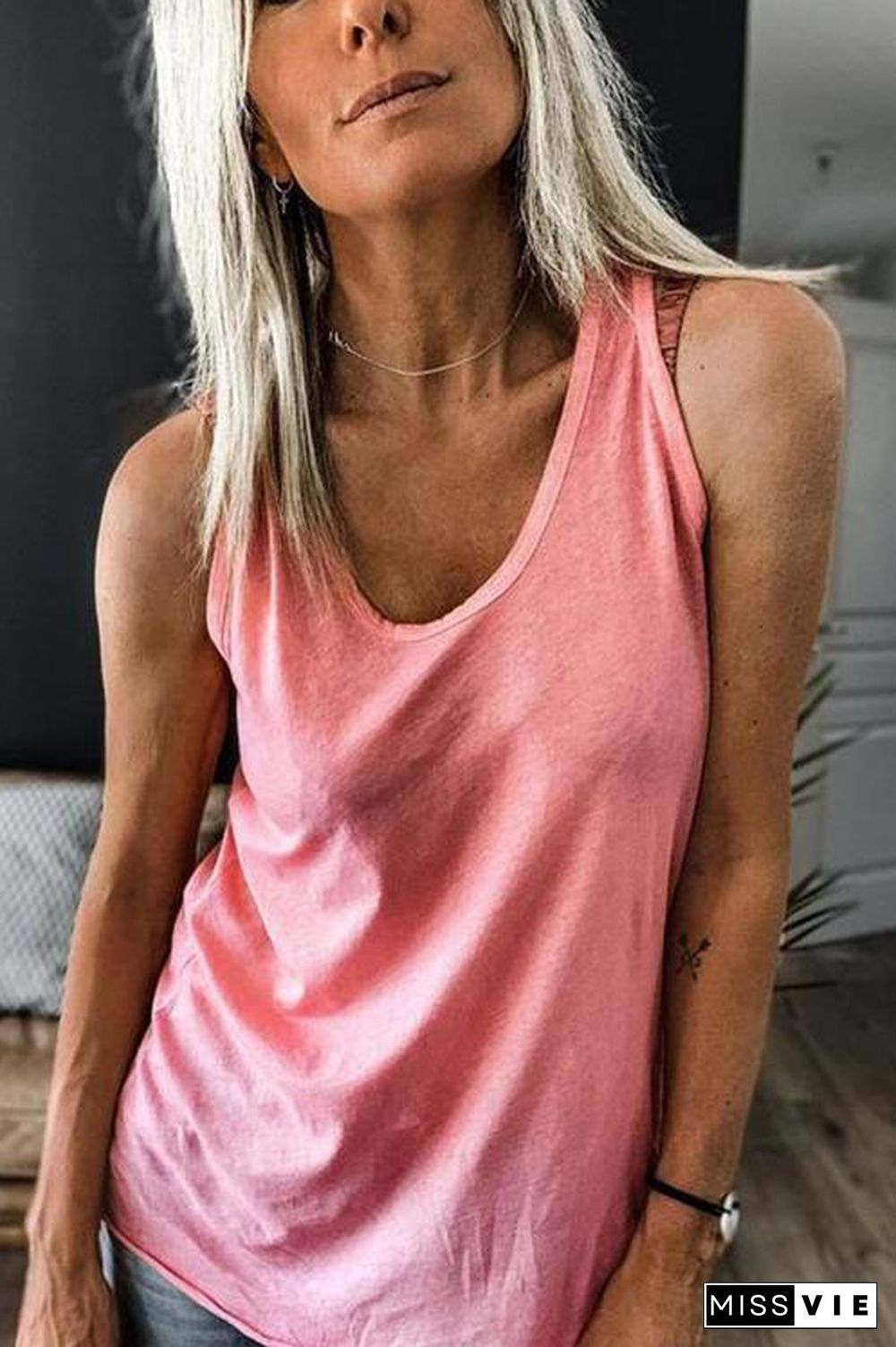 Solid U Neck Tank Top