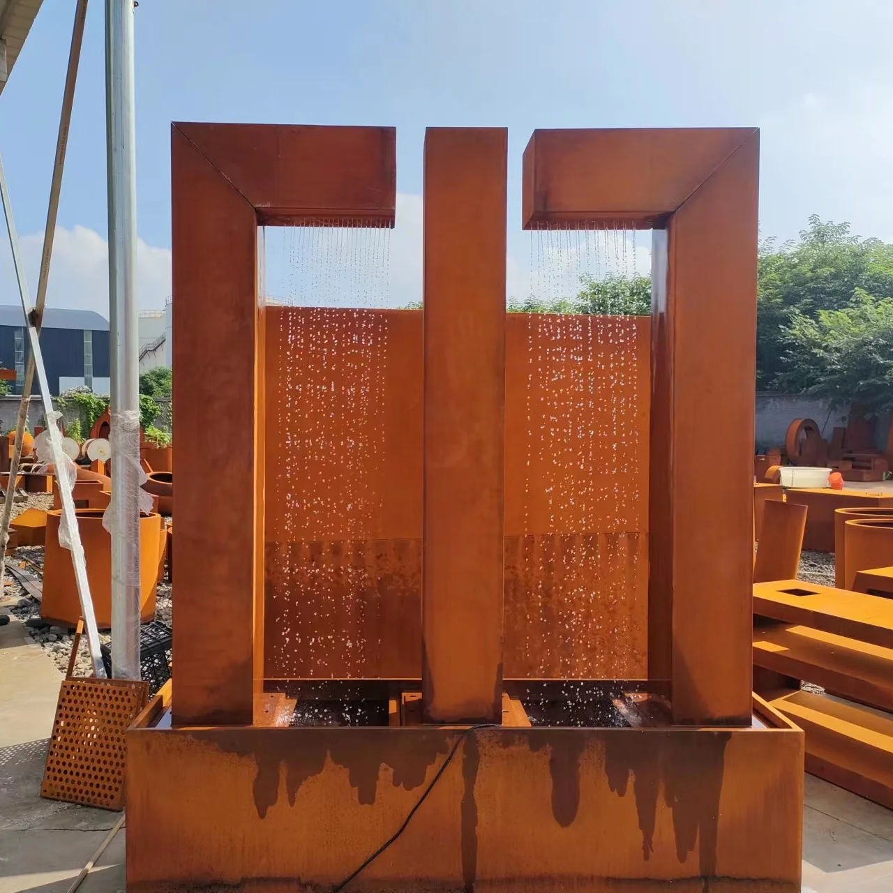 Durable water curtain weathering steel factory wholesale waterfall fountain