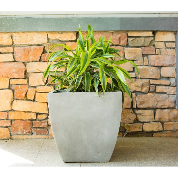 Kante Lightweight Modern Flared Square Concrete Planter Natural Concrete Gray Rosemead Home amp Garden Inc