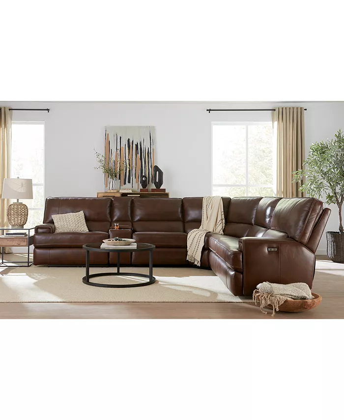 Furniture Binardo 123 5 Pc Zero Gravity Leather Sectional with 2 Power Recliners