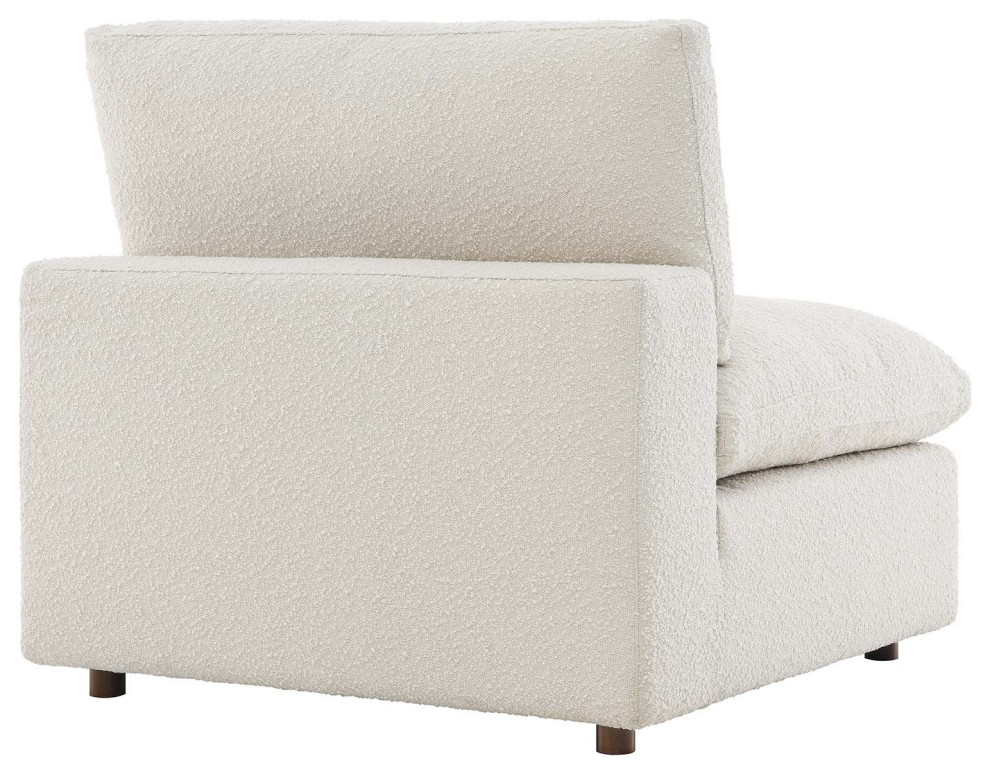 Commix Down Filled Overstuffed Boucle Fabric Armless Chair  Ivory   Transitional   Armchairs And Accent Chairs   by First of a Kind USA Inc  Houzz