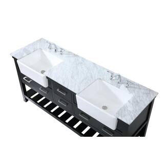 Timeless Home 22 in. W x 72 in. D x 34.125 in. H Bath Vanity in Black with Carrara White Marble Top TH120344DBK