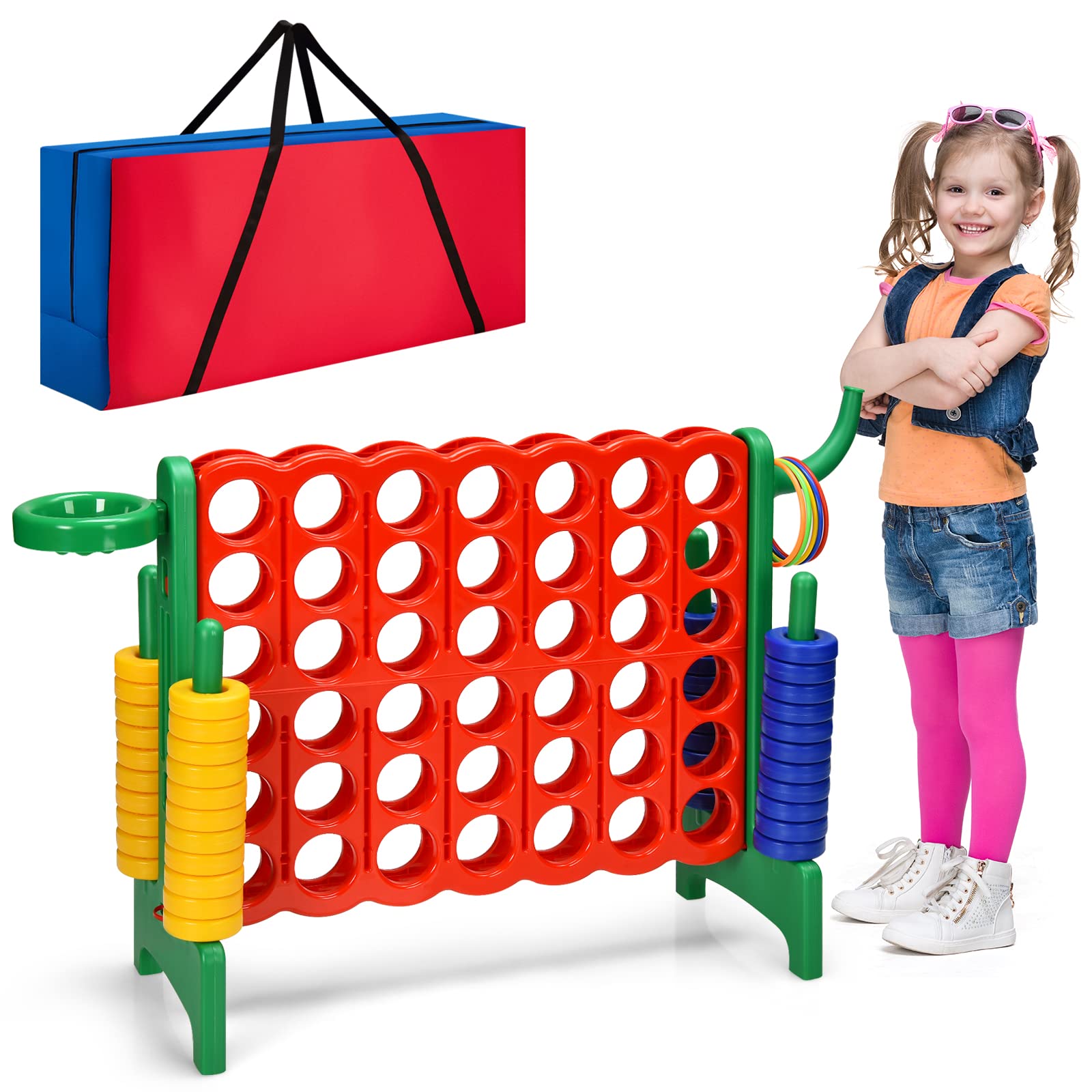 Costzon Giant 4-in-A-Row, Jumbo 4-to-Score Giant Game, Backyard Games (with carrying bag)