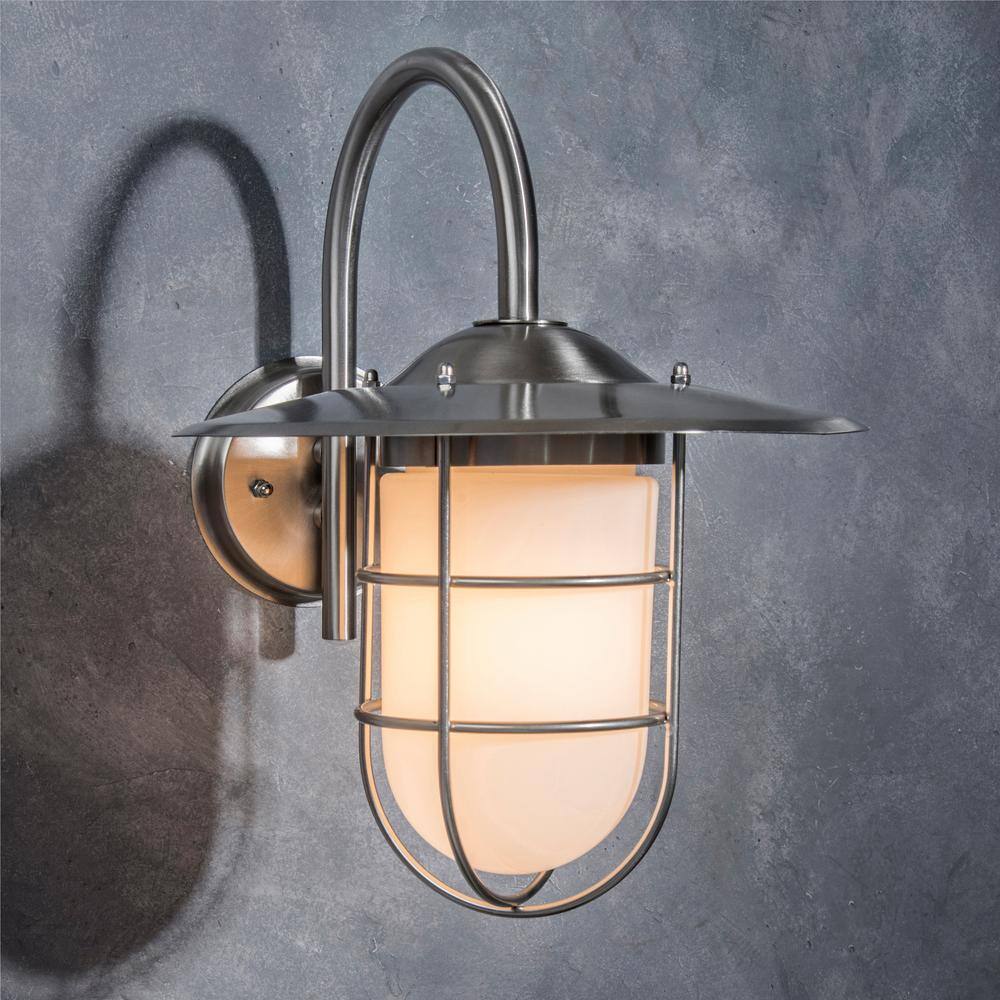 LUTEC Coastal Boston 1-Light 304 Stainless Steel Outdoor Wall Mount Lantern 5004103001