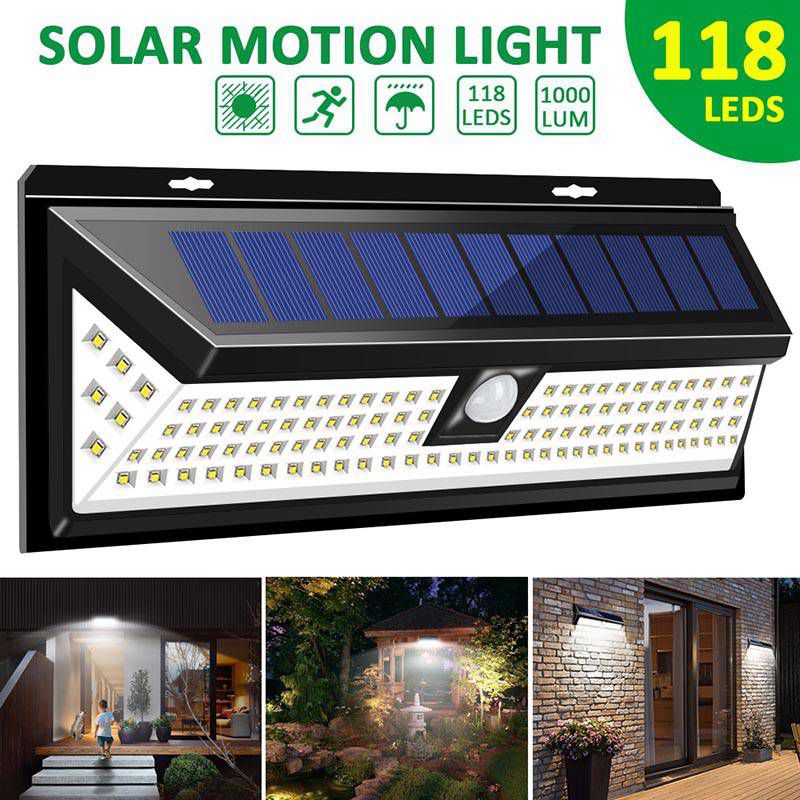 LITOM 118LED Solar Light Outdoor Wireless Motion Sensor Wall Yard Garden Pathway Lamps