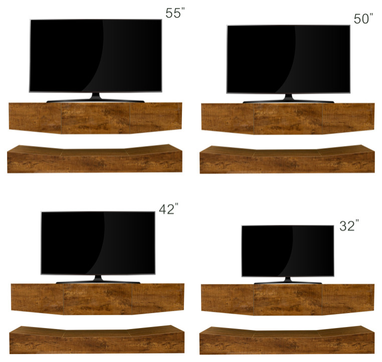 Wall Mounted Walnut TV Cabinet With Three Drawers and LED Lights   Rustic   Entertainment Centers And Tv Stands   by Miron Demid LLC  Houzz