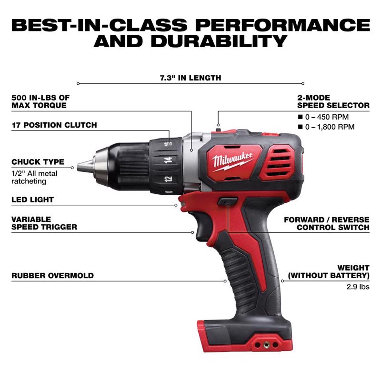 MW 18 V 1/2 in. Brushed Cordless Drill/Driver Tool Only