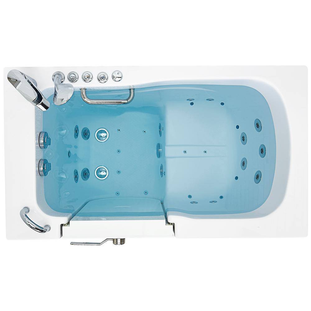 Ella Capri 52 in. x 30 in. Walk-In Whirlpool  Air Bath in White with LHS Outward Swing Door Heated Seat and Fast FillDrain OA3052DH-2P-L