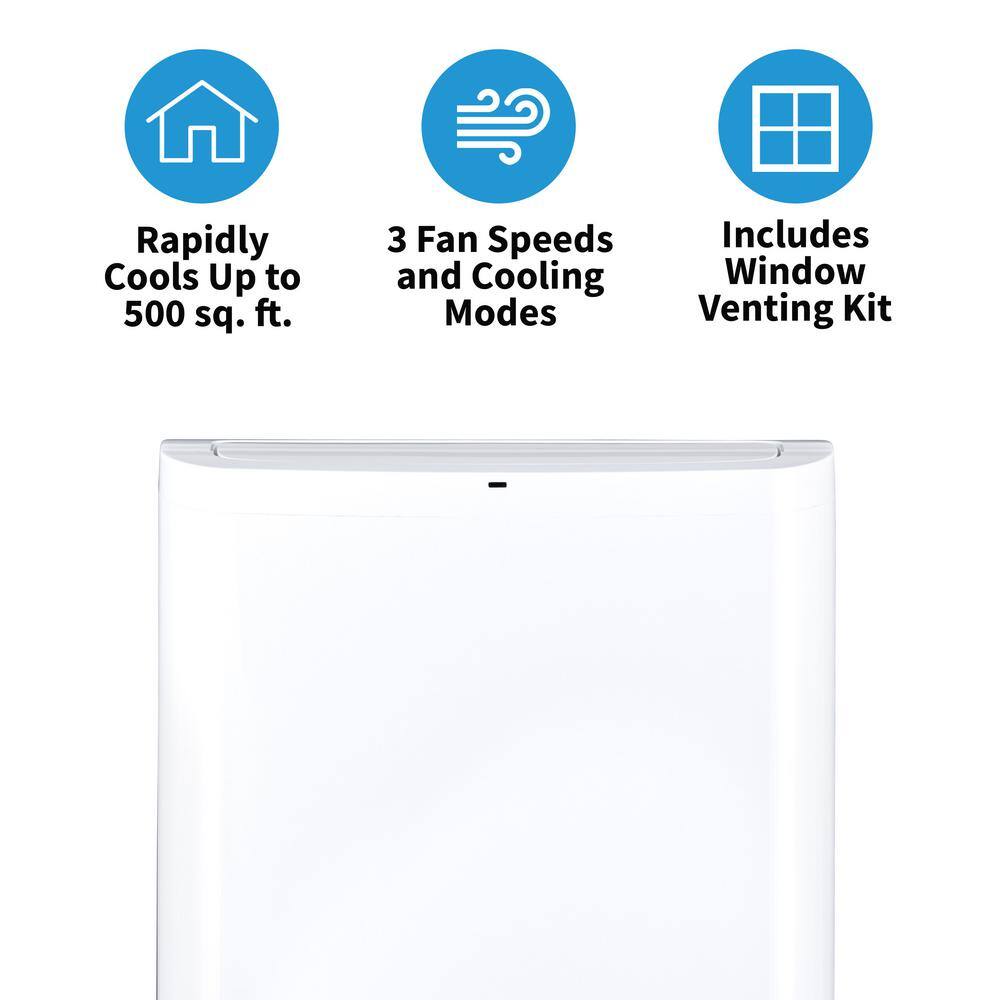 NewAir 14000 BTU (9500 BTU DOE) Portable Air Conditioner for 500 sq. ft. with Easy Setup Window Venting Kit  Remote - White NAC14KWH02