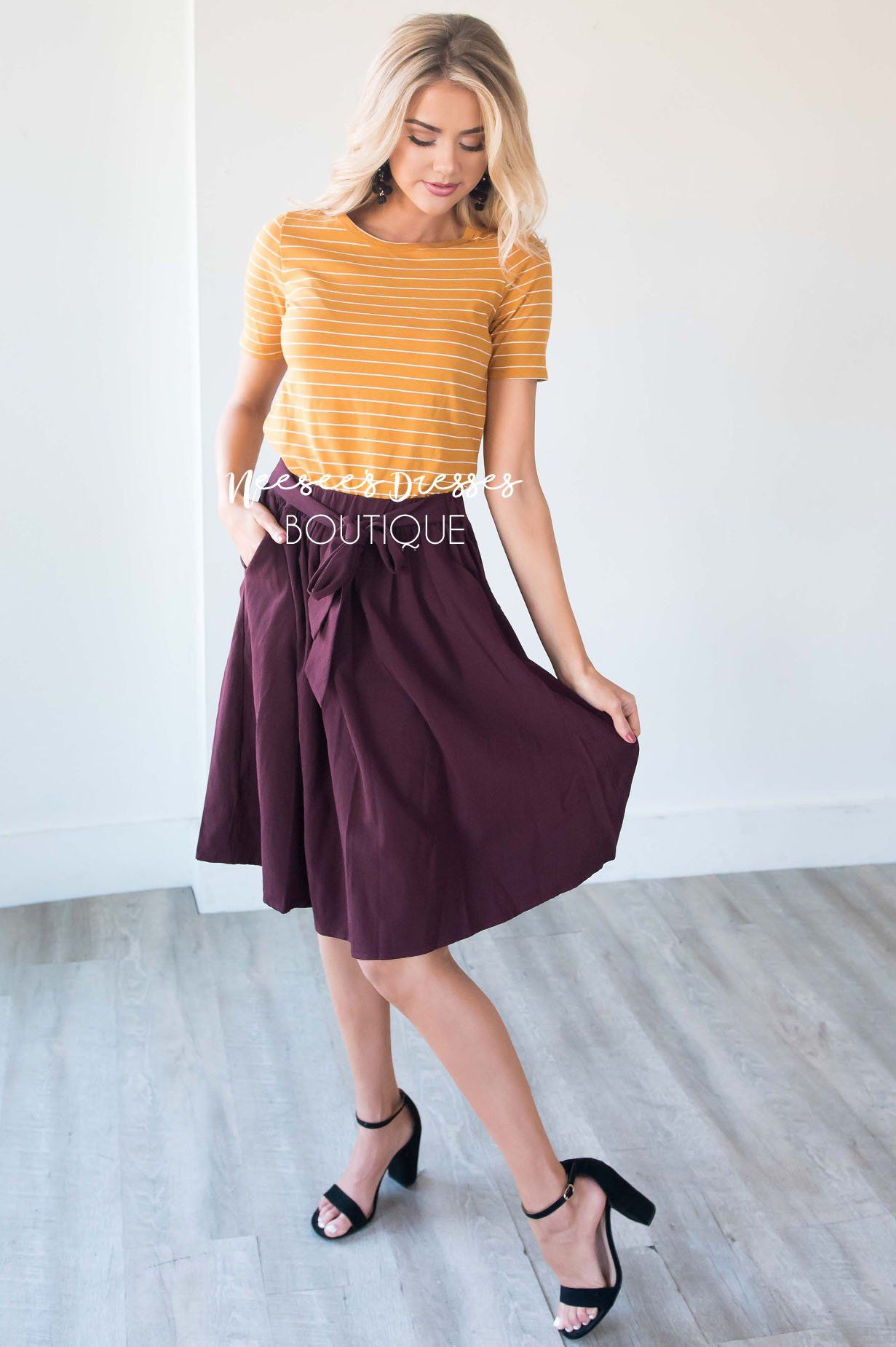 Merlot Tie Waist Skirt