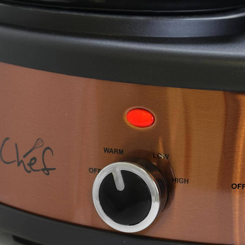 MegaChef Triple 4.5 Qt. Copper Slow Cooker with Glass Lids 985109462M