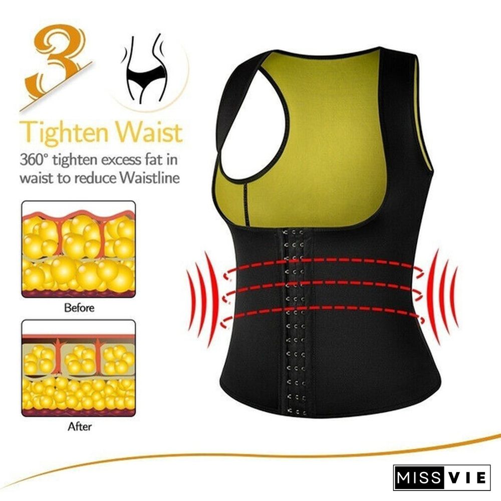 Women Sweat Vest Weight Loss Slimming Waist Trainer Corset Workout Body Shaper Compression Shirt Sport Tank Top