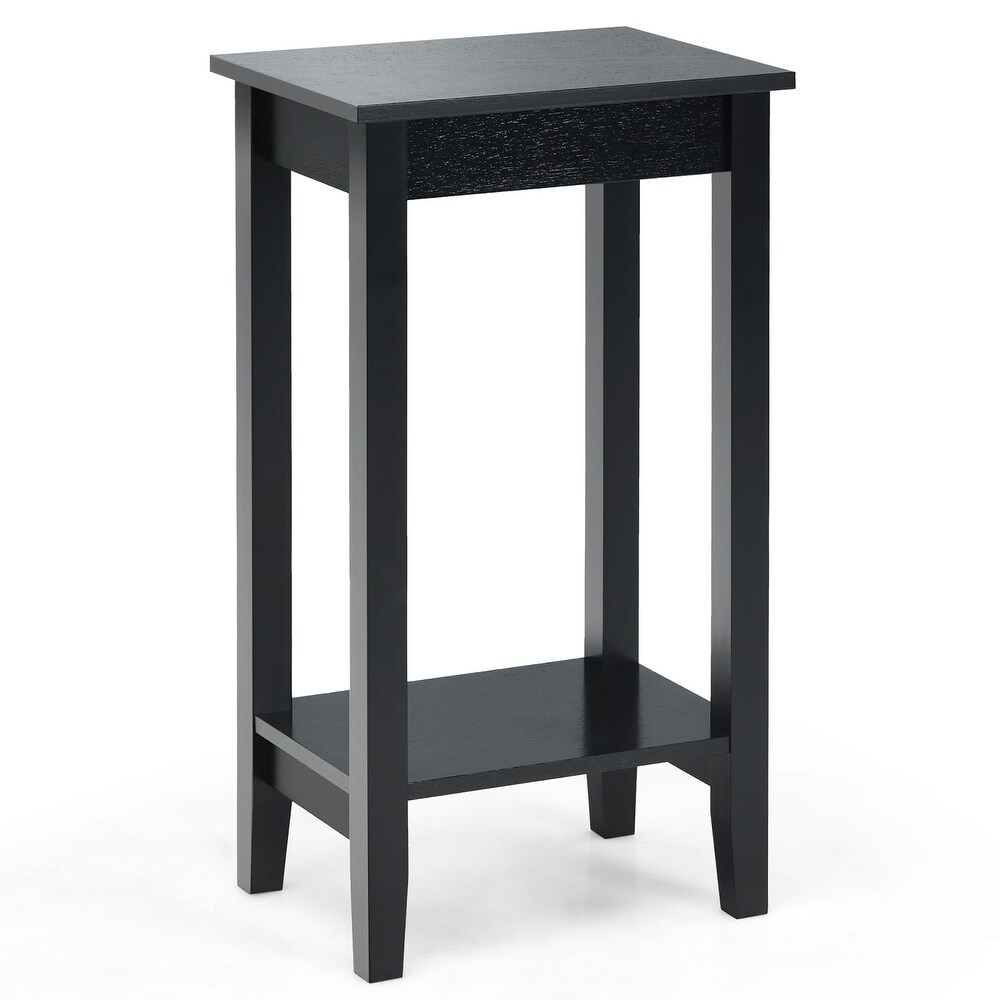 Set of 2 Tall Nightstand 2 Tier End Table Sofa Narrow Bedside Table