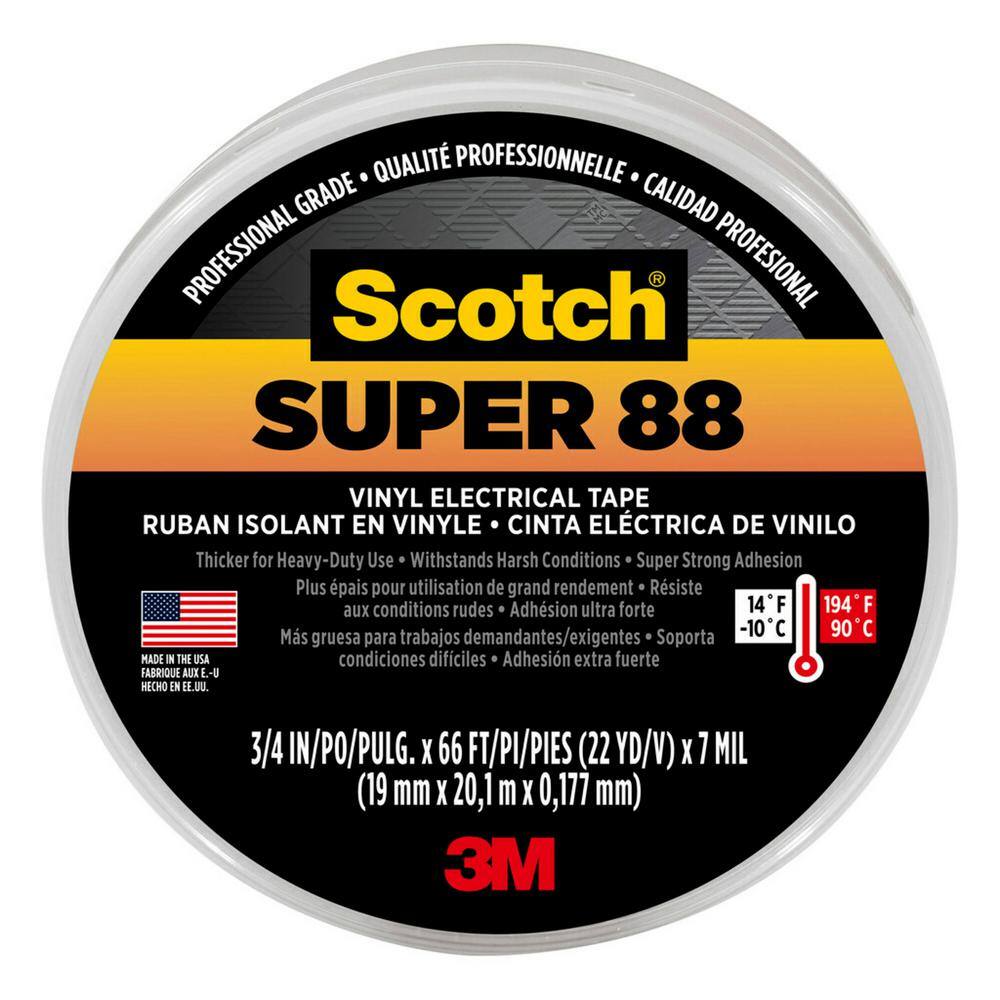 Scotch 34 in. x 66 ft. x 0.008 in. Super 88 Vinyl Electrical Tape Black 6143-BA-10