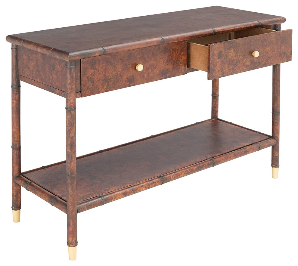 Traditional Console Table  2 Storage Drawers With Lower Open Shelf  Dark Brown   Contemporary   Console Tables   by Declusia  Houzz