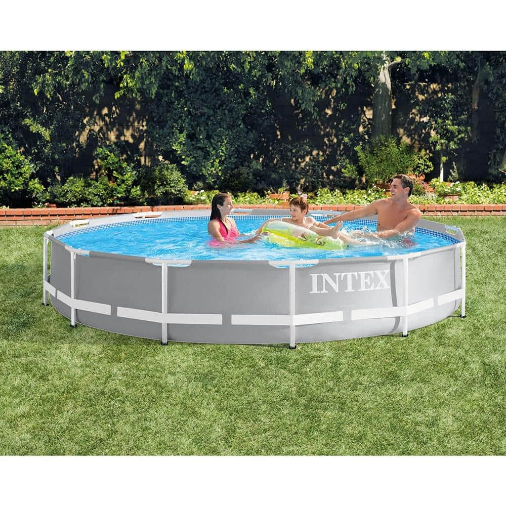 Intex 12 ft. x 30 in. Prism Frame Above Ground Round Swimming Pooland and Robot Vacuum 26710EH + 28005E