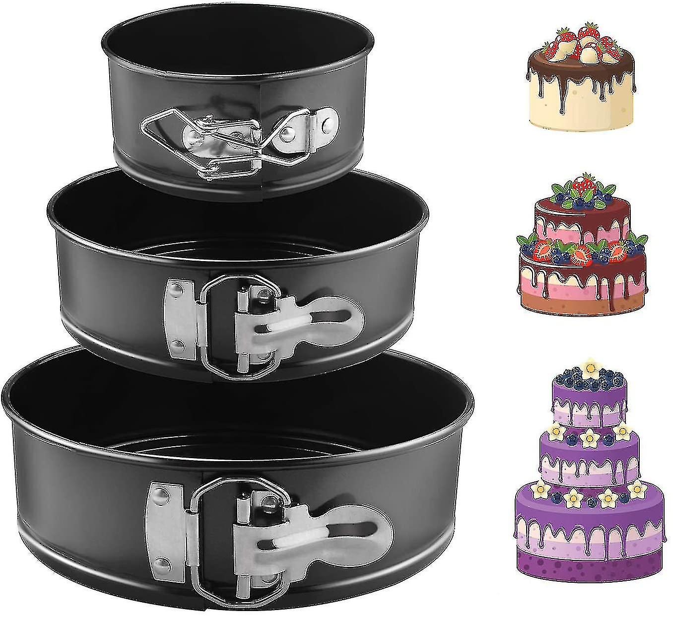 3 Tier Stainless Steel Adjustable Hinged Round Cake Pan Set Of 3 (4 