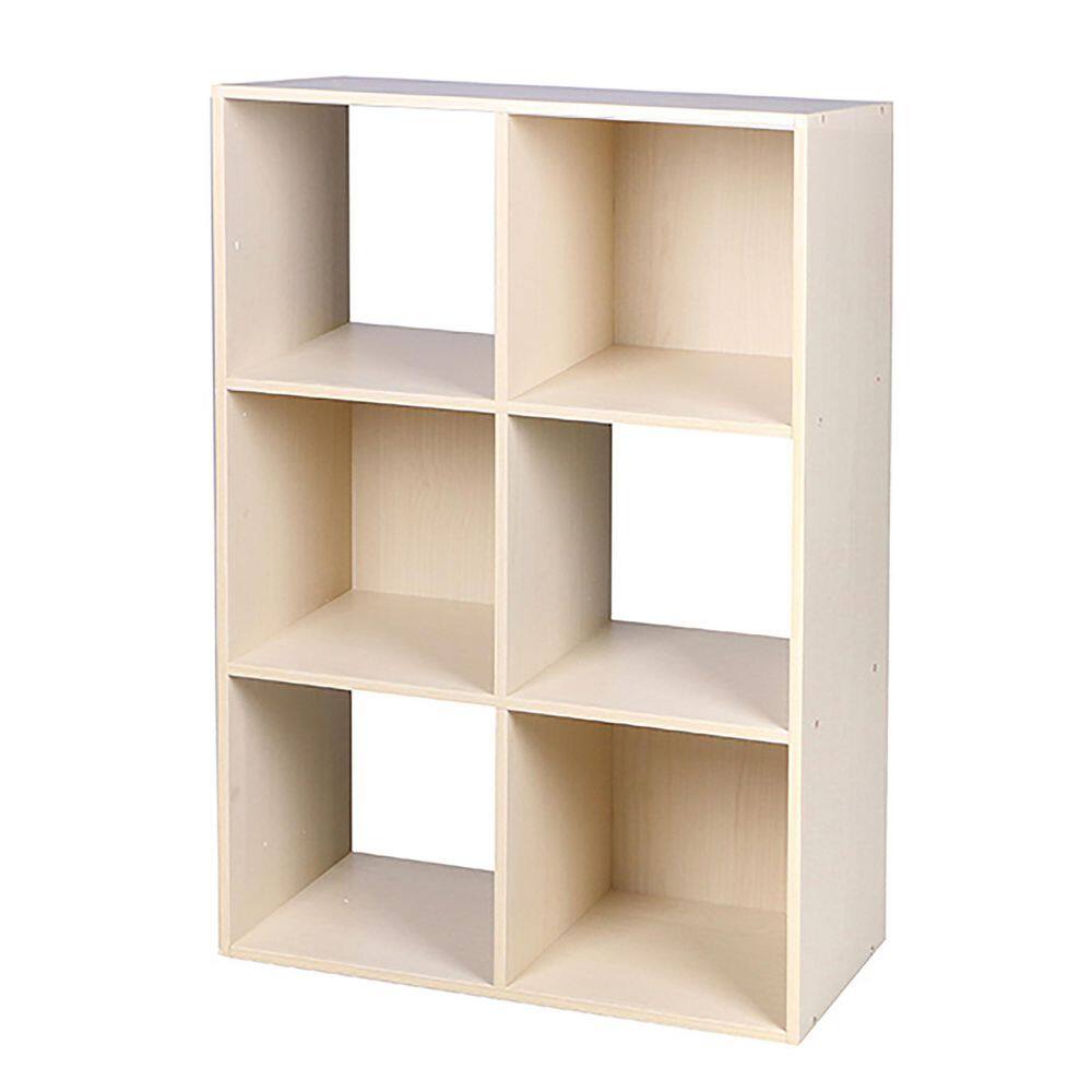 Home Basics Open and Enclosed Oak 6 MDF Cube Organizer HDC95102